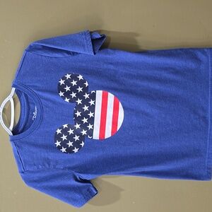 Disney Blue Mickey Mouse Patriotic Short Sleeve Tee